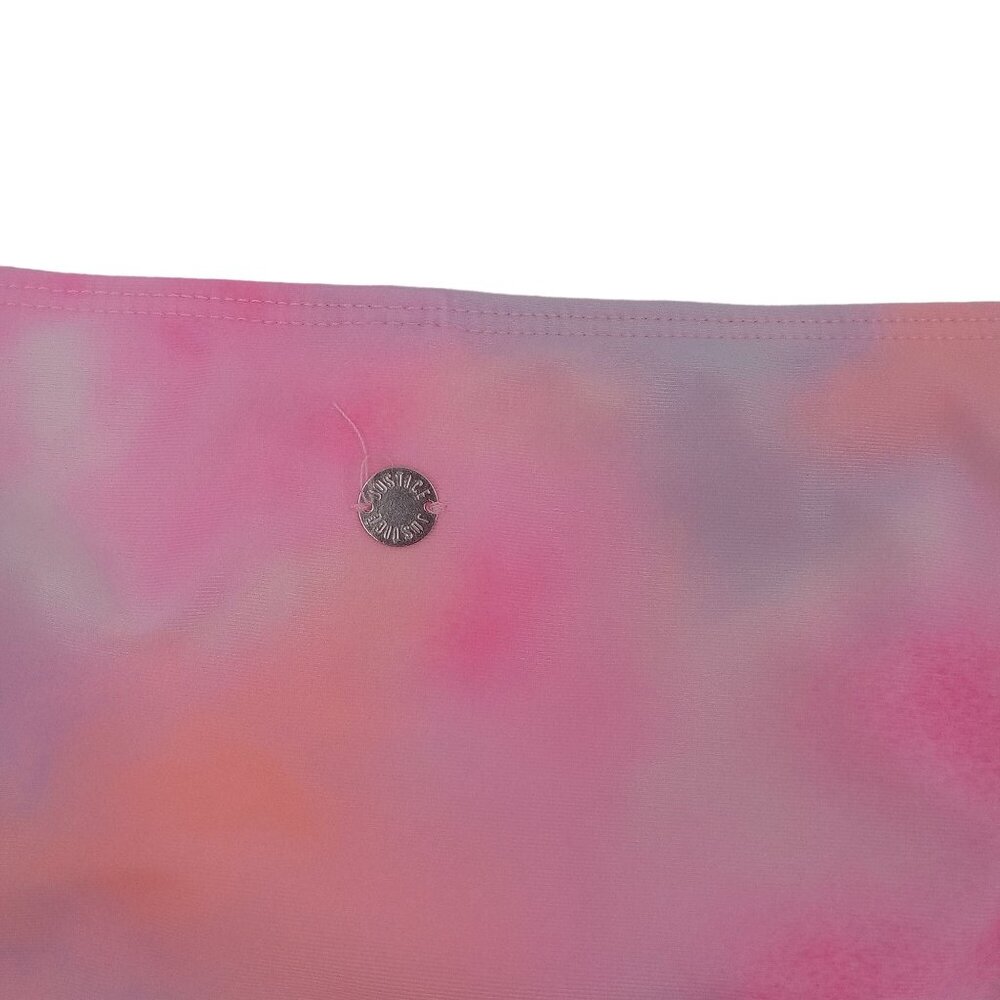 New Justice Girls Pink 2 Piece Bikini Size XL 16 18 Asymmetrical Ruffle Tie Dye - Picture 8 of 12